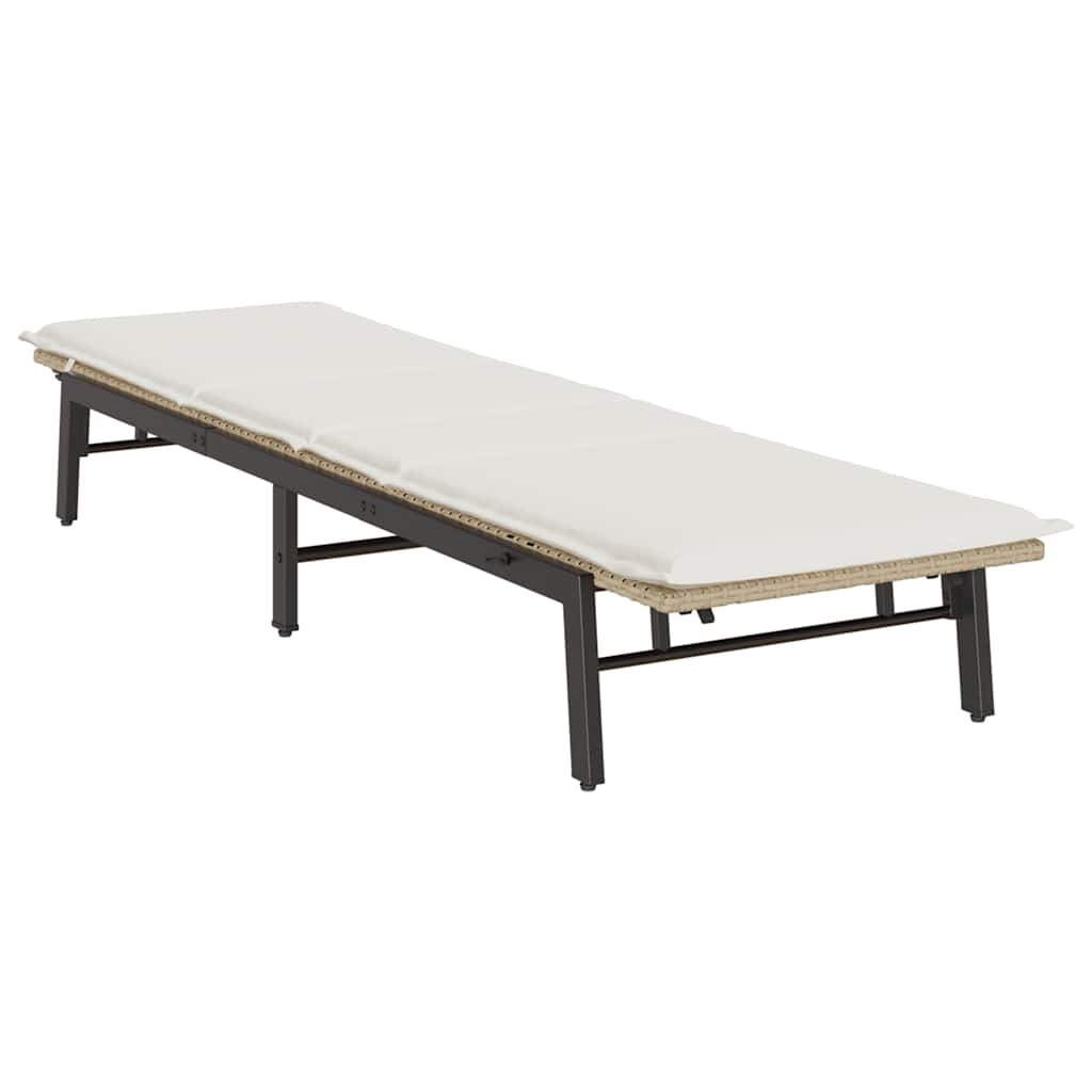 Ligstoel met kussen beige polyrotan is nu te koop bij PeponiXL, paradijselijk wonen!