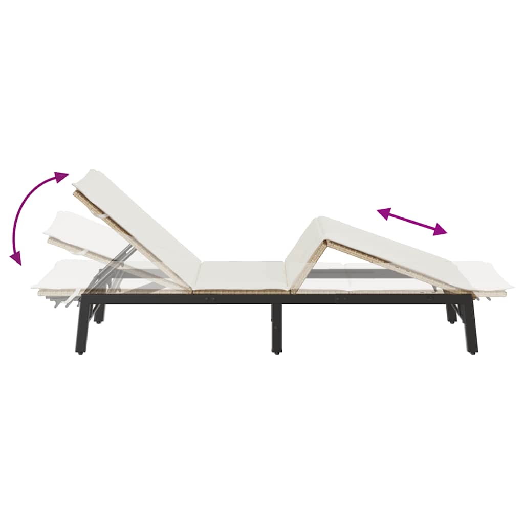 Ligstoel met kussen beige polyrotan is nu te koop bij PeponiXL, paradijselijk wonen!