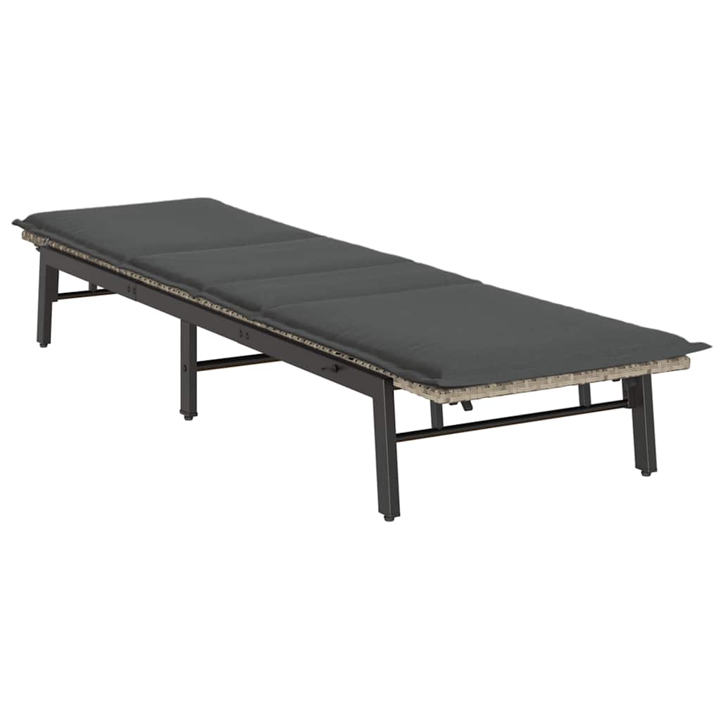 Ligstoel met kussen lichtgrijs polyrotan is nu te koop bij PeponiXL, paradijselijk wonen!