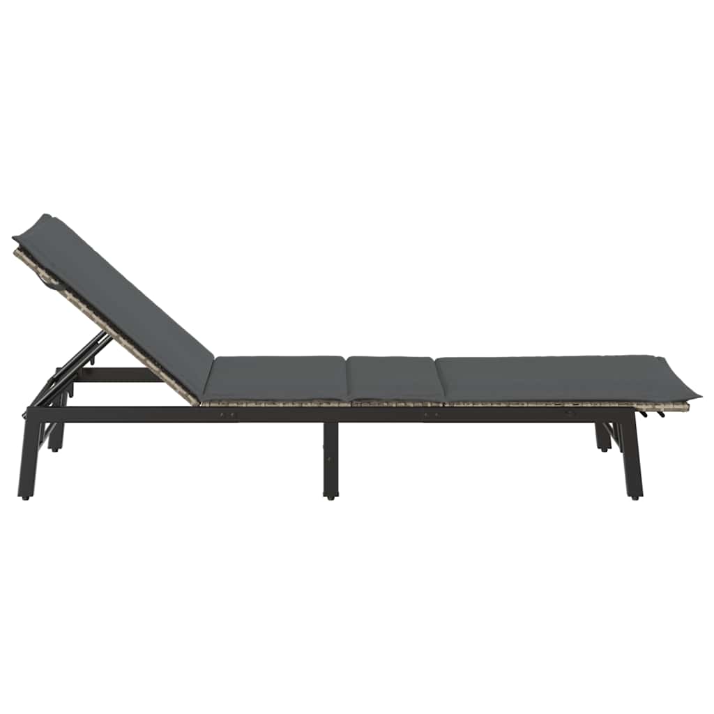 Ligstoel met kussen lichtgrijs polyrotan is nu te koop bij PeponiXL, paradijselijk wonen!