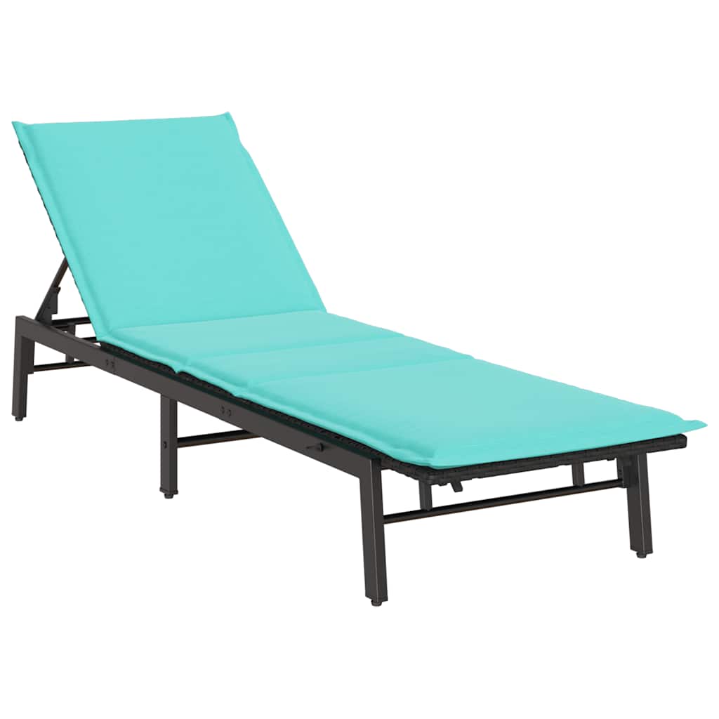 Ligstoel met kussen, zwart polyrotan is nu te koop bij PeponiXL, paradijselijk wonen!
