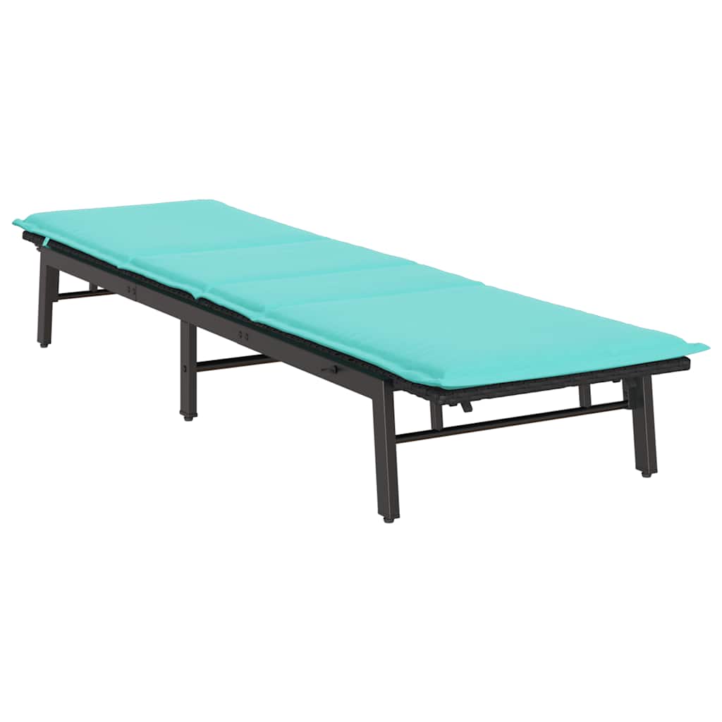 Ligstoel met kussen, zwart polyrotan is nu te koop bij PeponiXL, paradijselijk wonen!