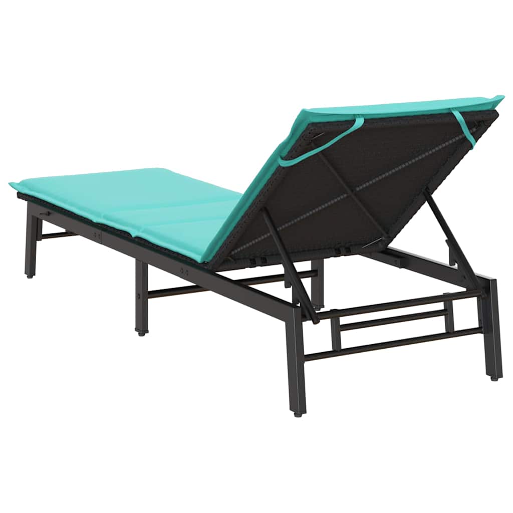 Ligstoel met kussen, zwart polyrotan is nu te koop bij PeponiXL, paradijselijk wonen!