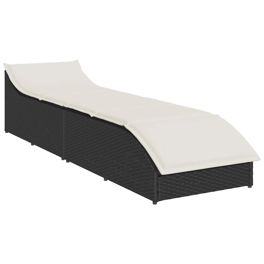 Ligstoel inklapbaar met kussen opbergruimte poly rattan zwart is nu te koop bij PeponiXL, paradijselijk wonen!