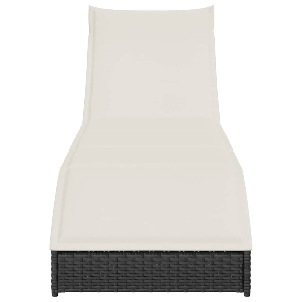 Ligstoel inklapbaar met kussen opbergruimte poly rattan zwart is nu te koop bij PeponiXL, paradijselijk wonen!