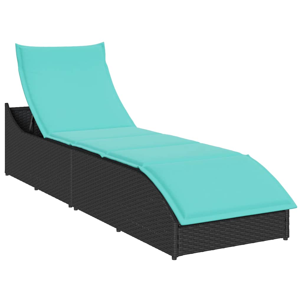 Ligstoel inklapbaar met kussen opbergruimte poly rattan zwart is nu te koop bij PeponiXL, paradijselijk wonen!