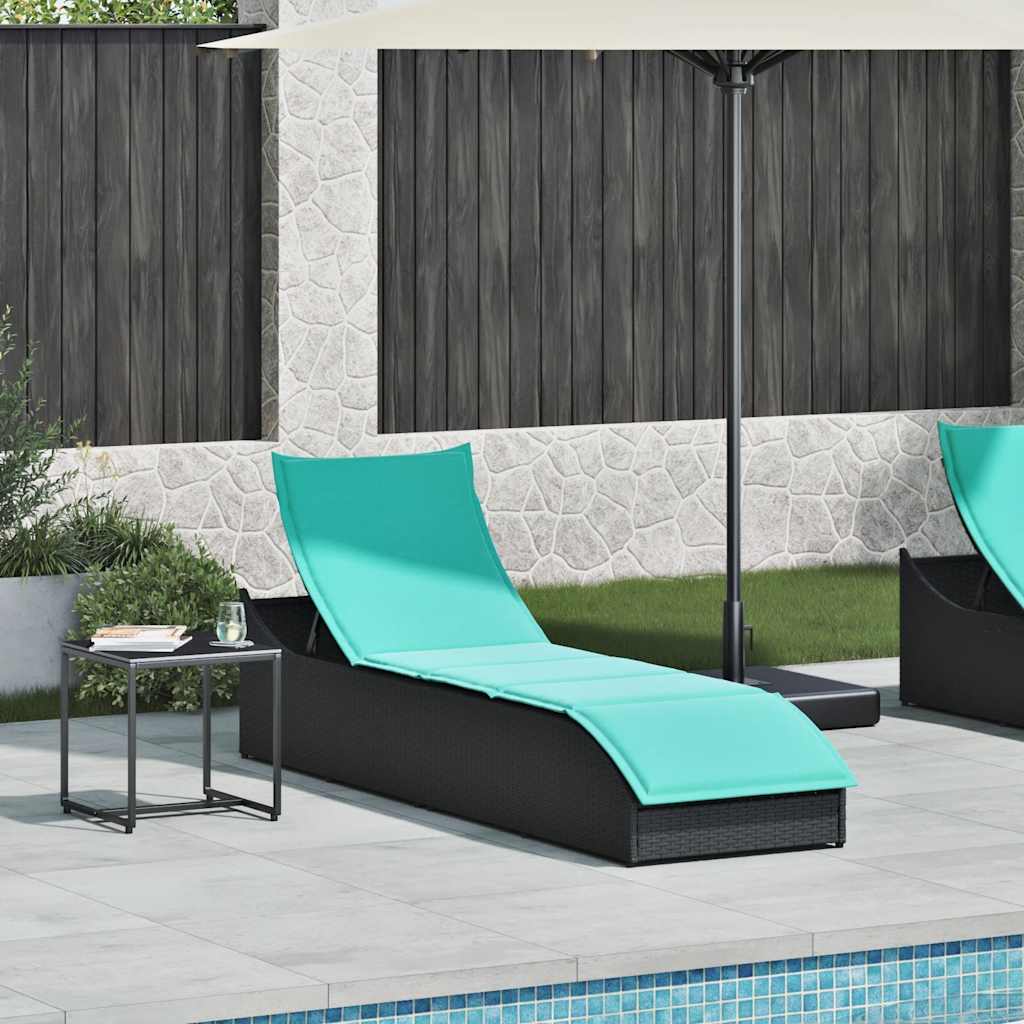 Ligstoel inklapbaar met kussen opbergruimte poly rattan zwart is nu te koop bij PeponiXL, paradijselijk wonen!