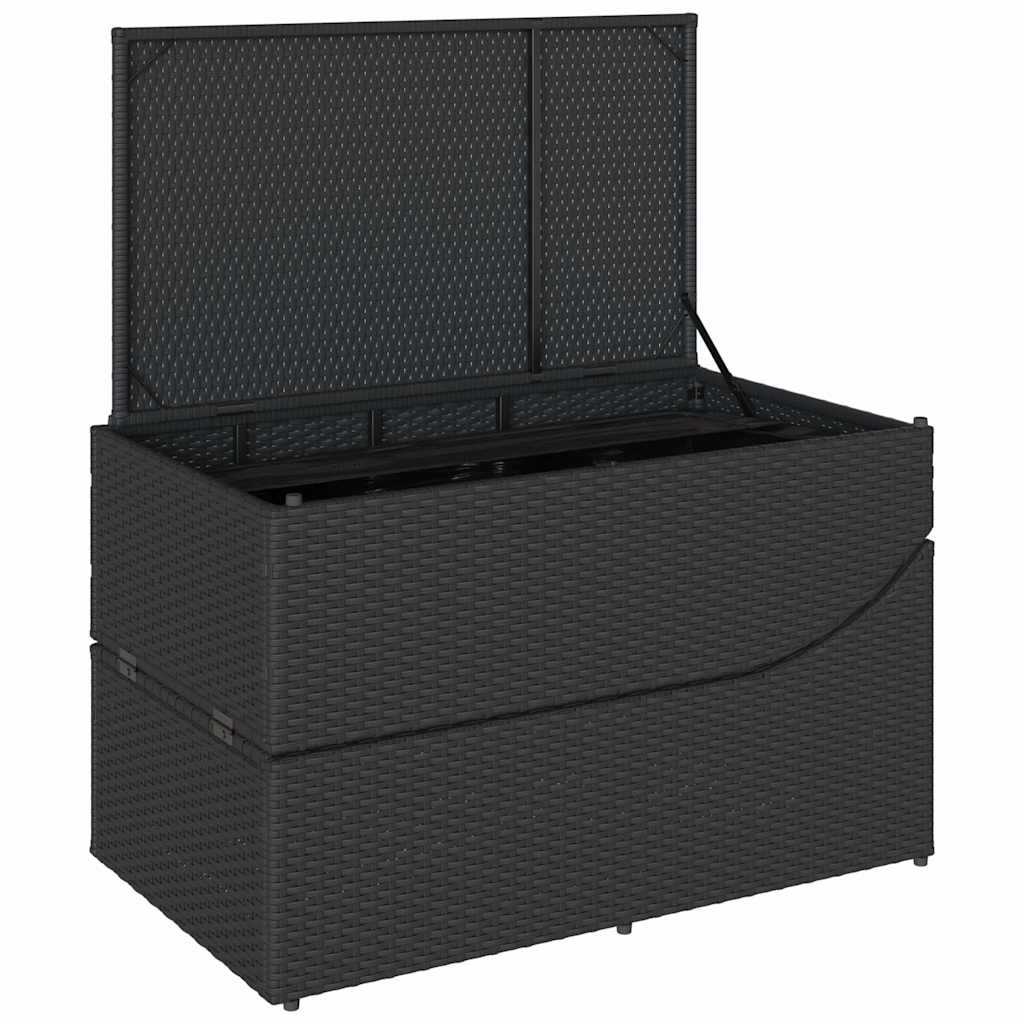 Ligstoel inklapbaar met kussen opbergruimte poly rattan zwart is nu te koop bij PeponiXL, paradijselijk wonen!
