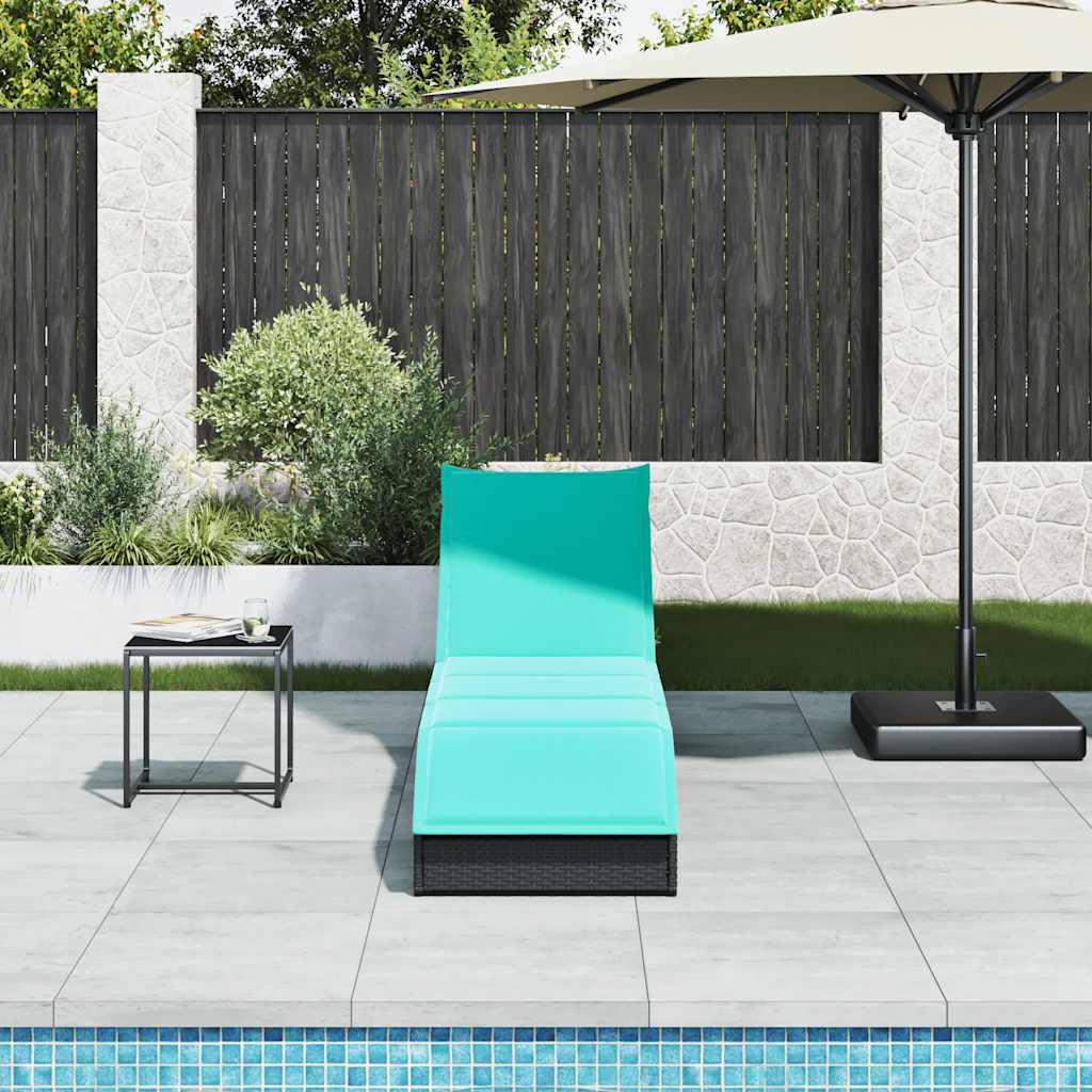 Ligstoel inklapbaar met kussen opbergruimte poly rattan zwart is nu te koop bij PeponiXL, paradijselijk wonen!