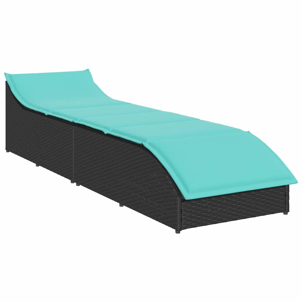 Ligstoel inklapbaar met kussen opbergruimte poly rattan zwart is nu te koop bij PeponiXL, paradijselijk wonen!