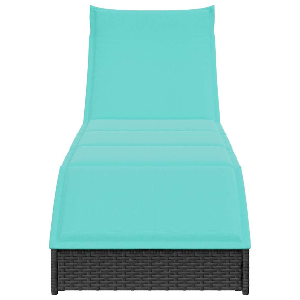 Ligstoel inklapbaar met kussen opbergruimte poly rattan zwart is nu te koop bij PeponiXL, paradijselijk wonen!