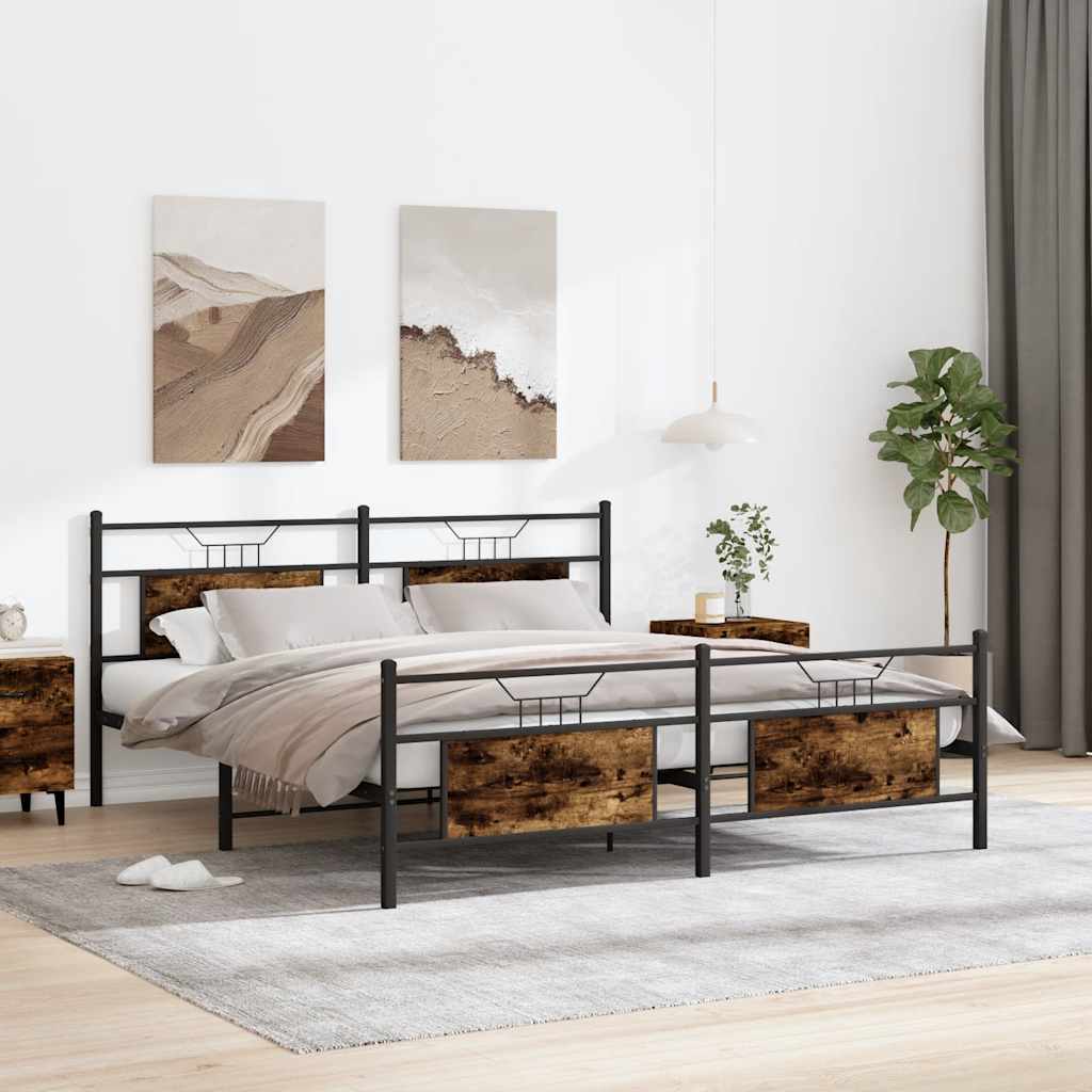 Bedframe zonder matras metaal gerookt eikenkleurig 160x200 cm is nu te koop bij PeponiXL, paradijselijk wonen!