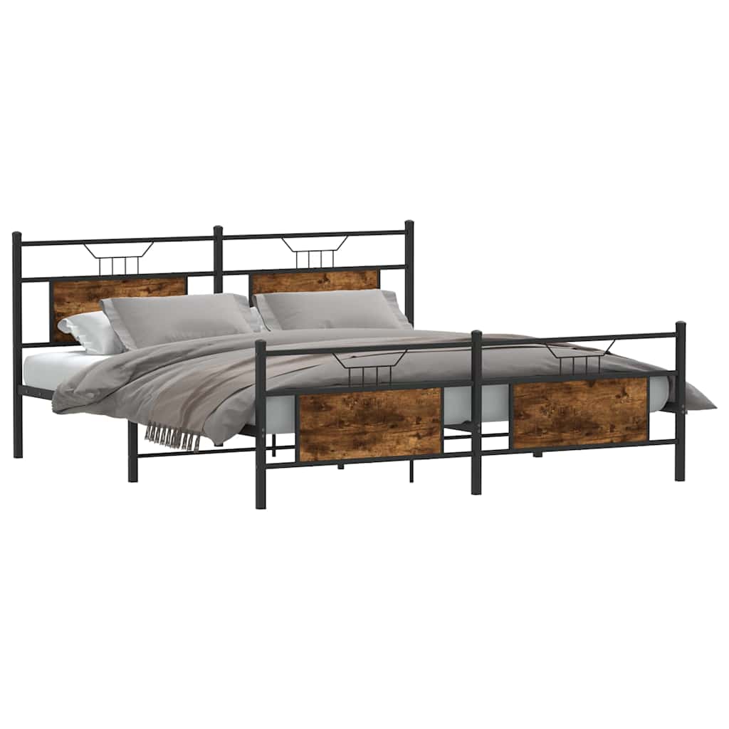 Bedframe zonder matras metaal gerookt eikenkleurig 183x213 cm is nu te koop bij PeponiXL, paradijselijk wonen!