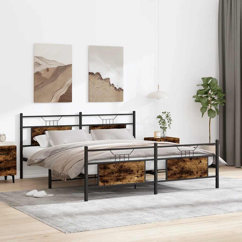 Bedframe zonder matras metaal gerookt eikenkleurig 183x213 cm is nu te koop bij PeponiXL, paradijselijk wonen!