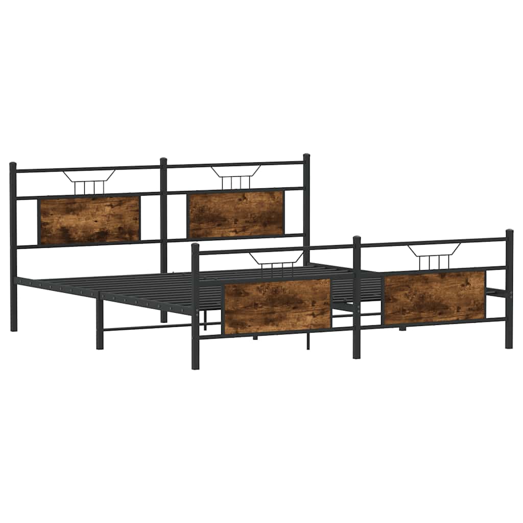 Bedframe zonder matras metaal gerookt eikenkleurig 183x213 cm is nu te koop bij PeponiXL, paradijselijk wonen!