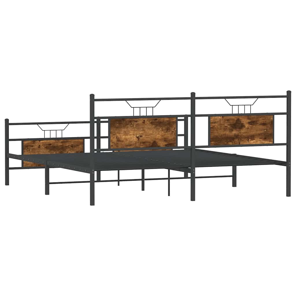 Bedframe zonder matras metaal gerookt eikenkleurig 183x213 cm is nu te koop bij PeponiXL, paradijselijk wonen!