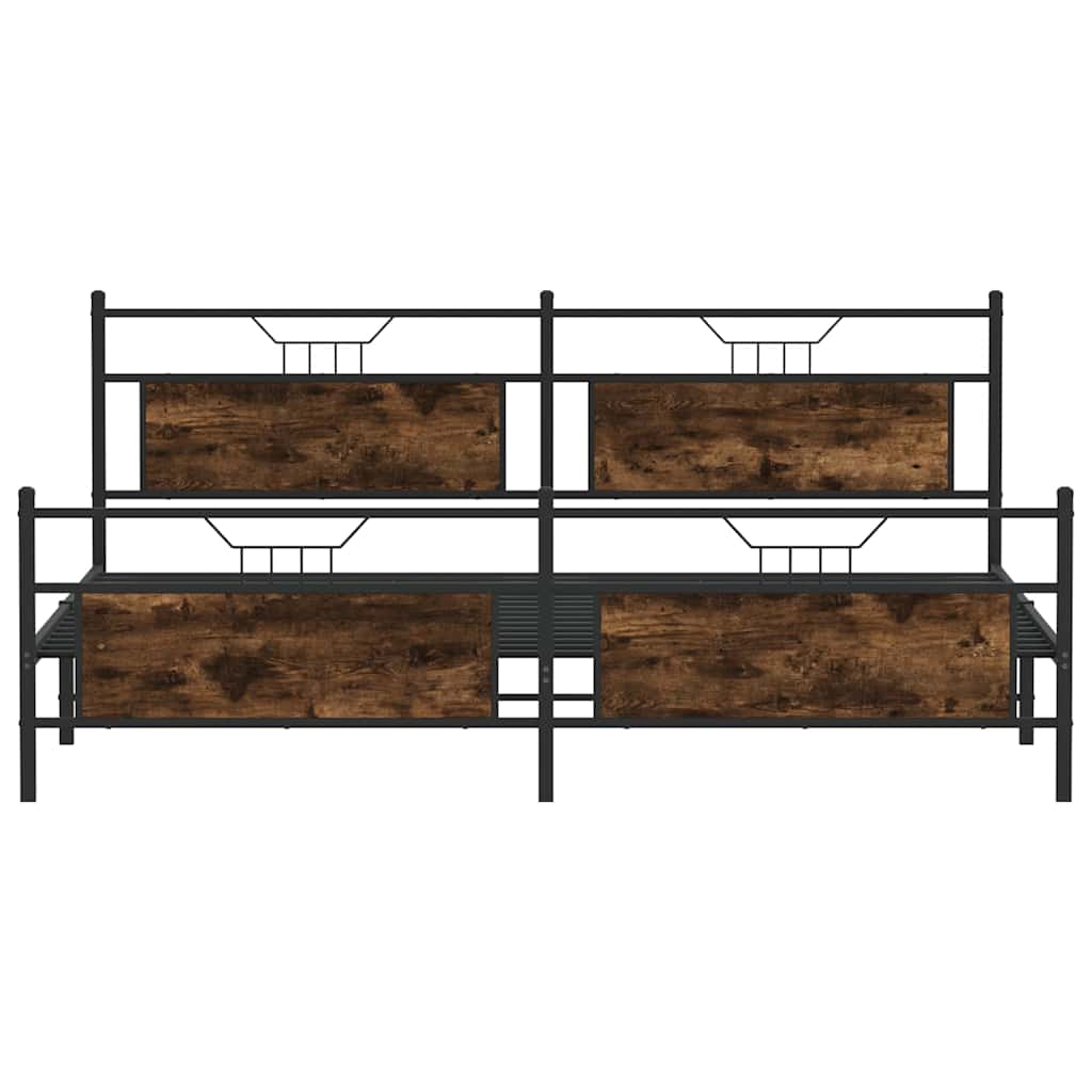 Bedframe zonder matras metaal gerookt eikenkleurig 193x201 cm is nu te koop bij PeponiXL, paradijselijk wonen!