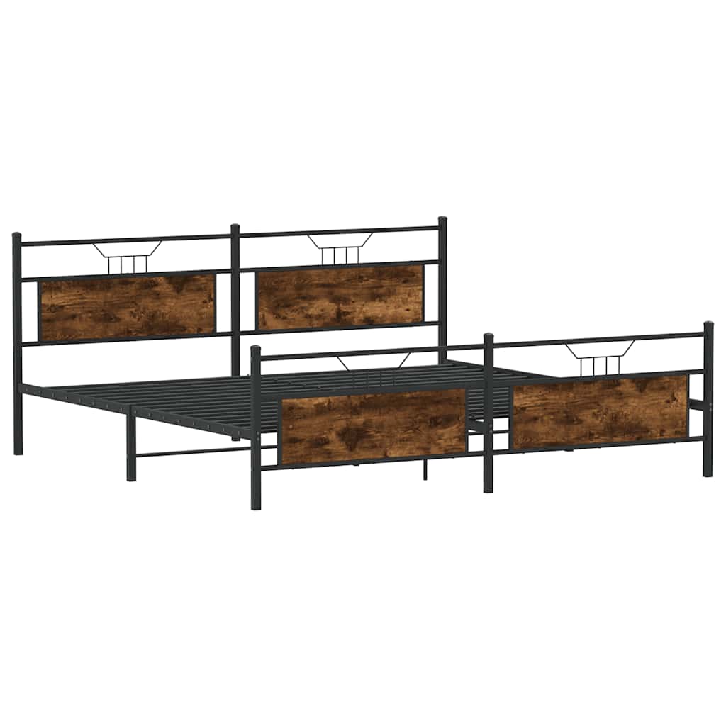 Bedframe zonder matras metaal gerookt eikenkleurig 200x200 cm is nu te koop bij PeponiXL, paradijselijk wonen!