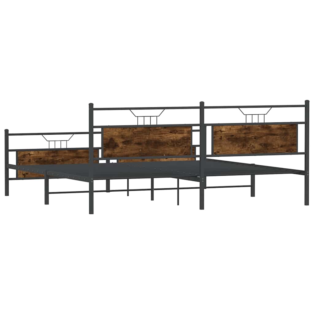 Bedframe zonder matras metaal gerookt eikenkleurig 200x200 cm is nu te koop bij PeponiXL, paradijselijk wonen!