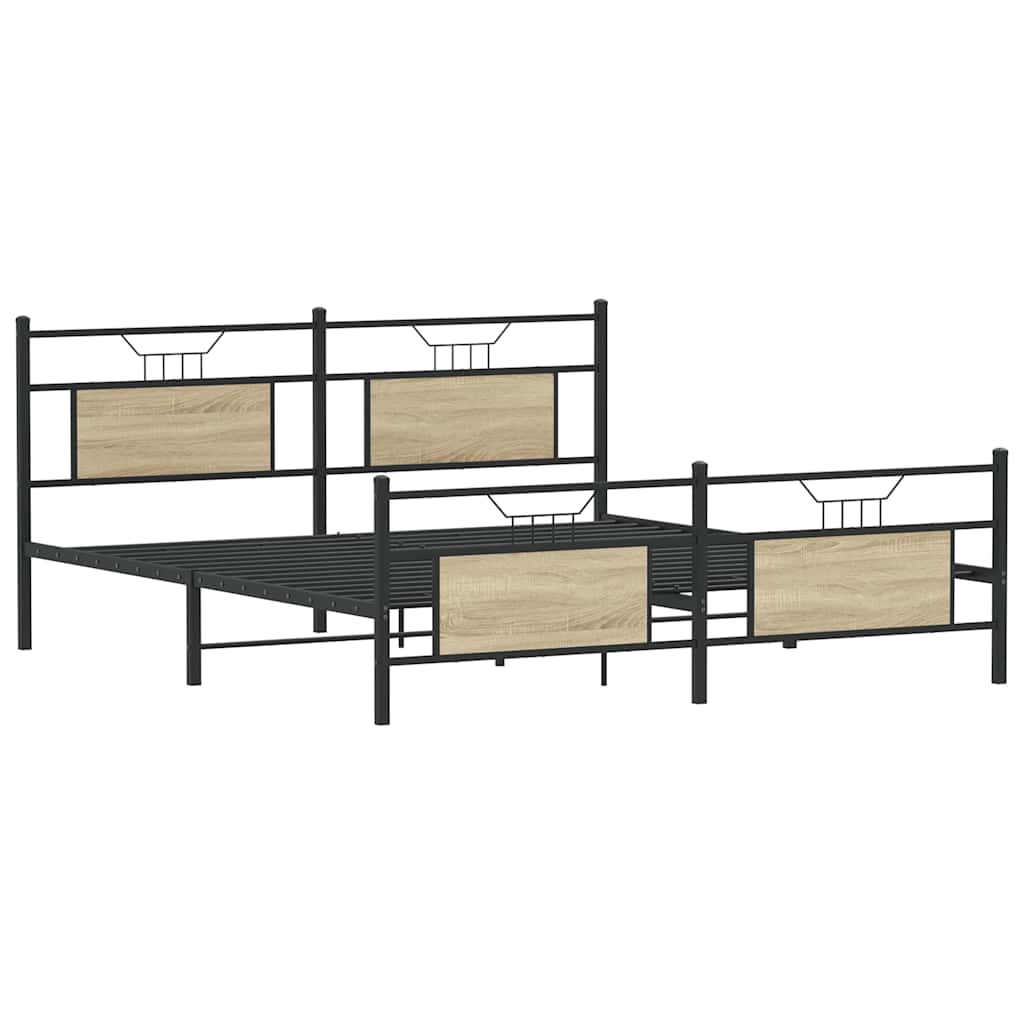 Bedframe zonder matras metaal sonoma eikenkleurig 160x200 cm is nu te koop bij PeponiXL, paradijselijk wonen!