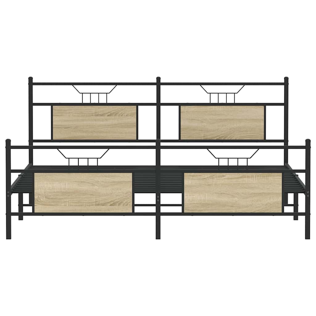 Bedframe zonder matras metaal sonoma eikenkleurig 160x200 cm is nu te koop bij PeponiXL, paradijselijk wonen!