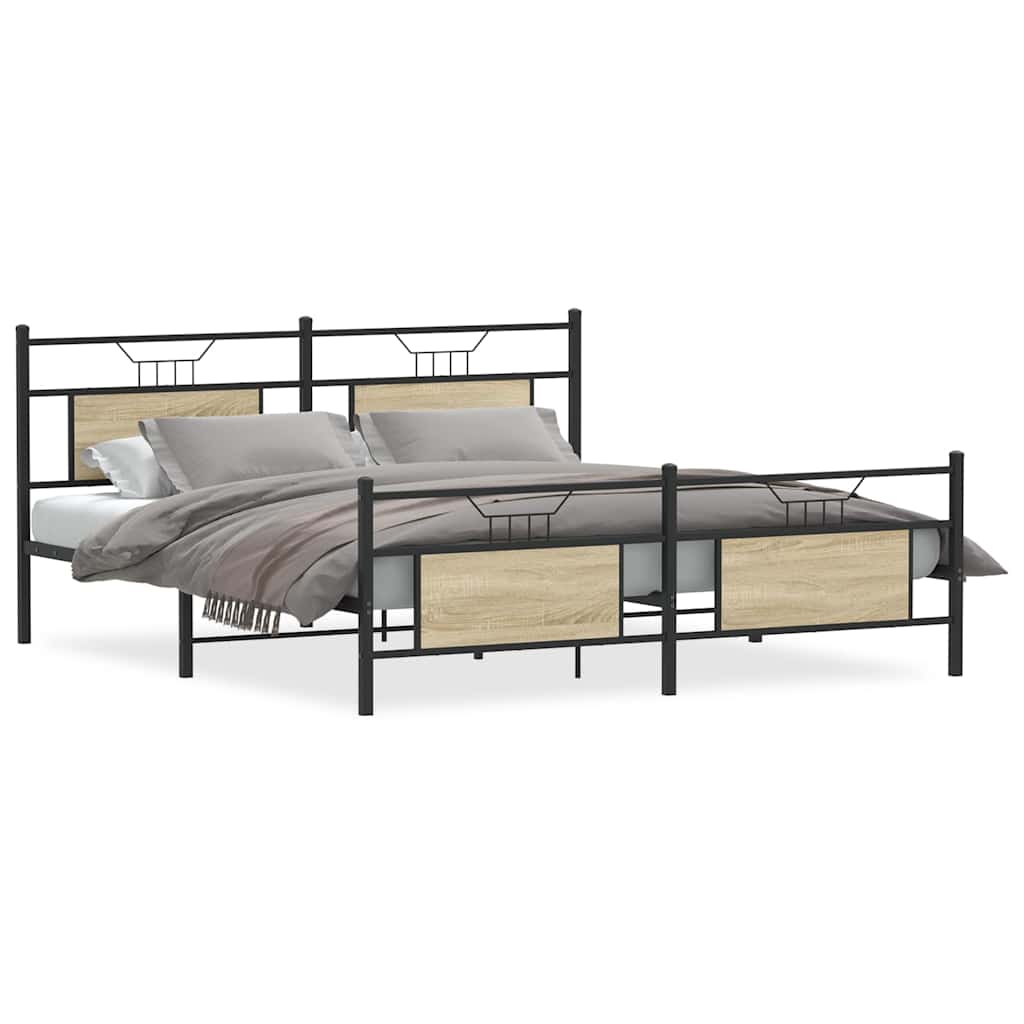 Bedframe zonder matras metaal sonoma eikenkleurig 180x200 cm is nu te koop bij PeponiXL, paradijselijk wonen!