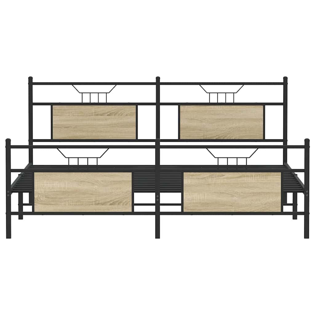 Bedframe zonder matras metaal sonoma eikenkleurig 180x200 cm is nu te koop bij PeponiXL, paradijselijk wonen!