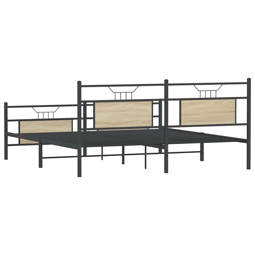 Bedframe zonder matras metaal sonoma eikenkleurig 180x200 cm is nu te koop bij PeponiXL, paradijselijk wonen!