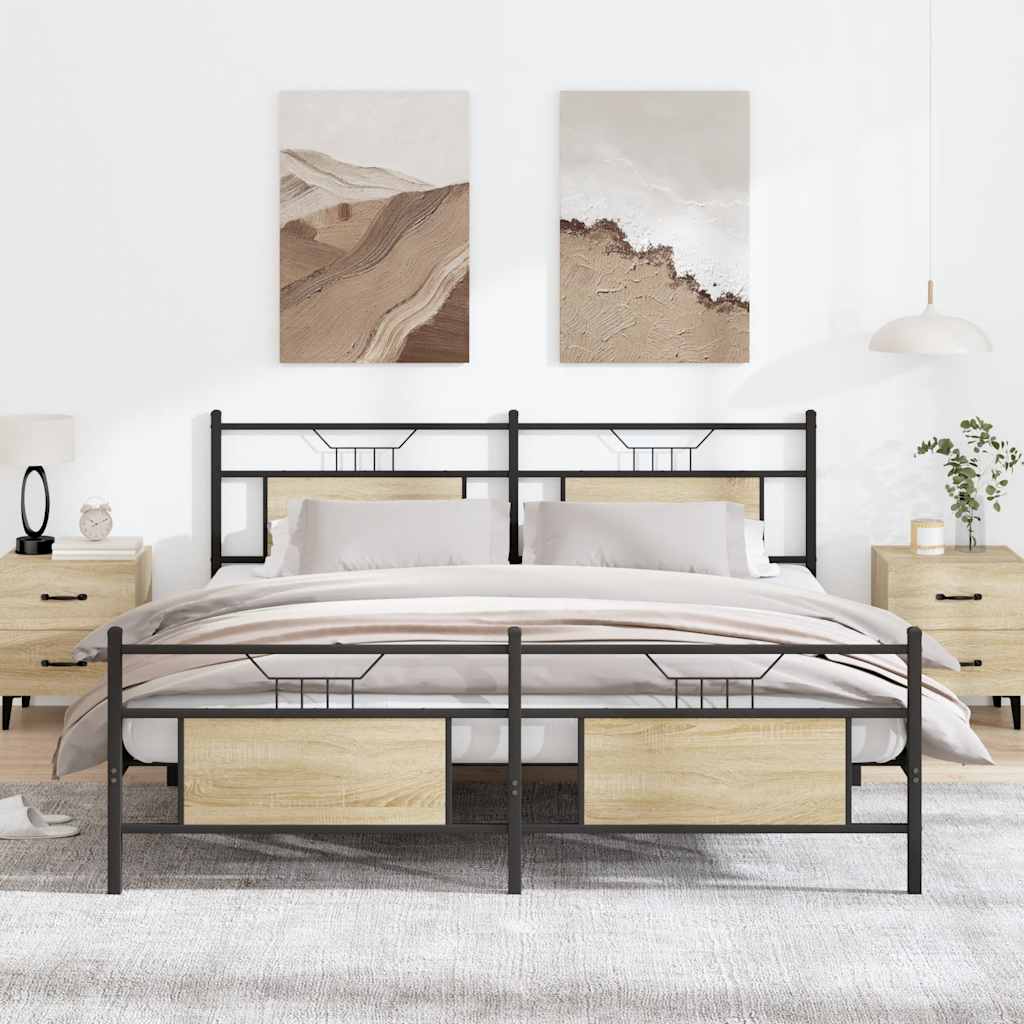 Bedframe zonder matras metaal sonoma eikenkleurig 180x200 cm is nu te koop bij PeponiXL, paradijselijk wonen!