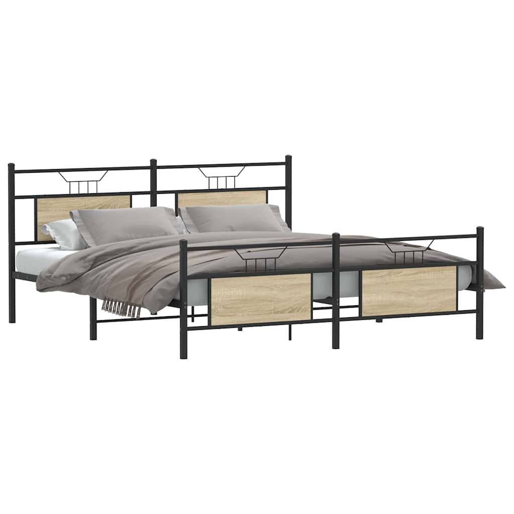 Bedframe zonder matras metaal sonoma eikenkleurig 183x213 cm is nu te koop bij PeponiXL, paradijselijk wonen!