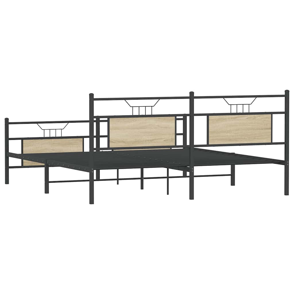 Bedframe zonder matras metaal sonoma eikenkleurig 183x213 cm is nu te koop bij PeponiXL, paradijselijk wonen!