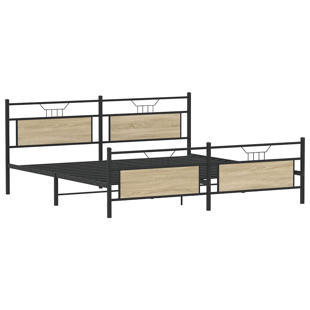 Bedframe zonder matras metaal sonoma eikenkleurig 193x201 cm is nu te koop bij PeponiXL, paradijselijk wonen!