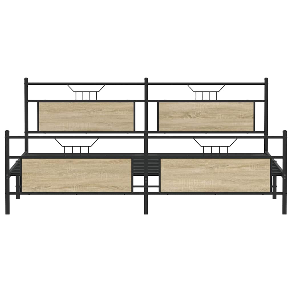 Bedframe zonder matras metaal sonoma eikenkleurig 193x201 cm is nu te koop bij PeponiXL, paradijselijk wonen!