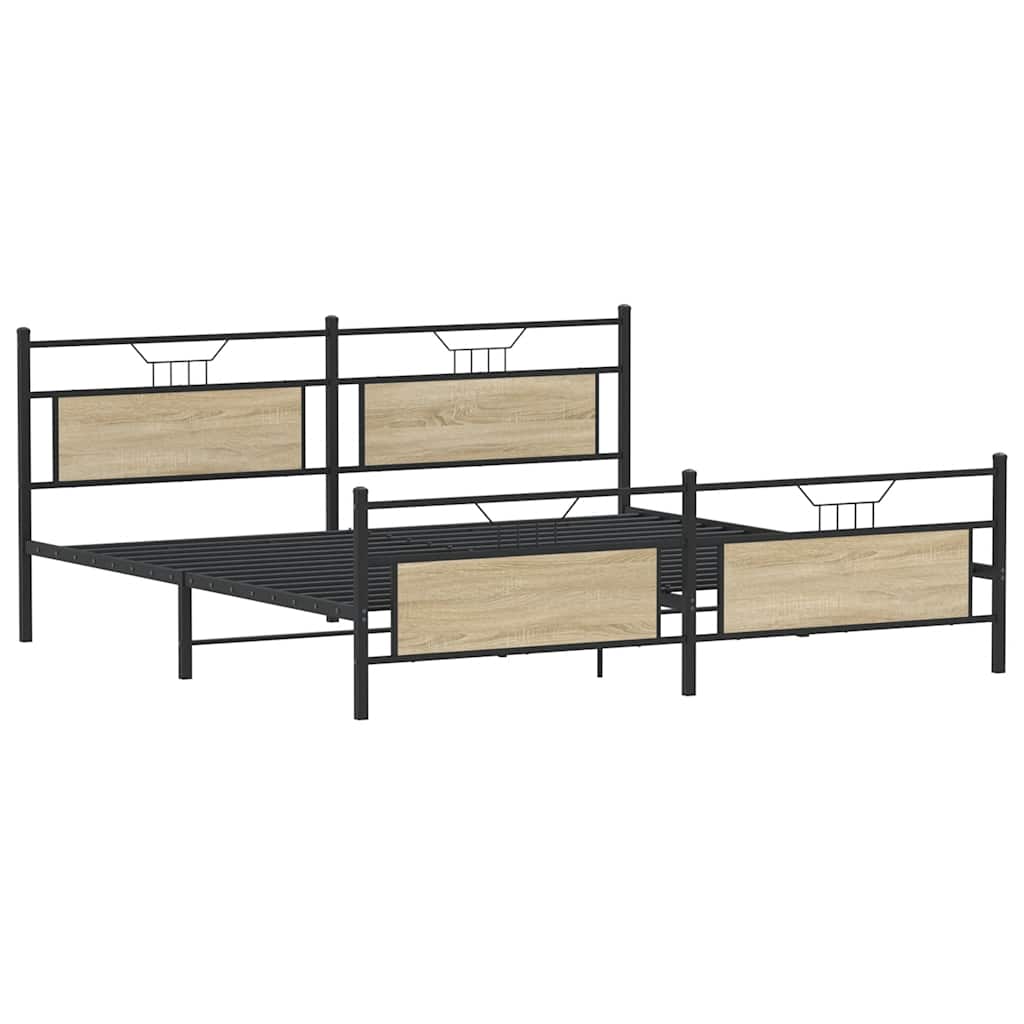 Bedframe zonder matras metaal sonoma eikenkleur 200x200 cm is nu te koop bij PeponiXL, paradijselijk wonen!
