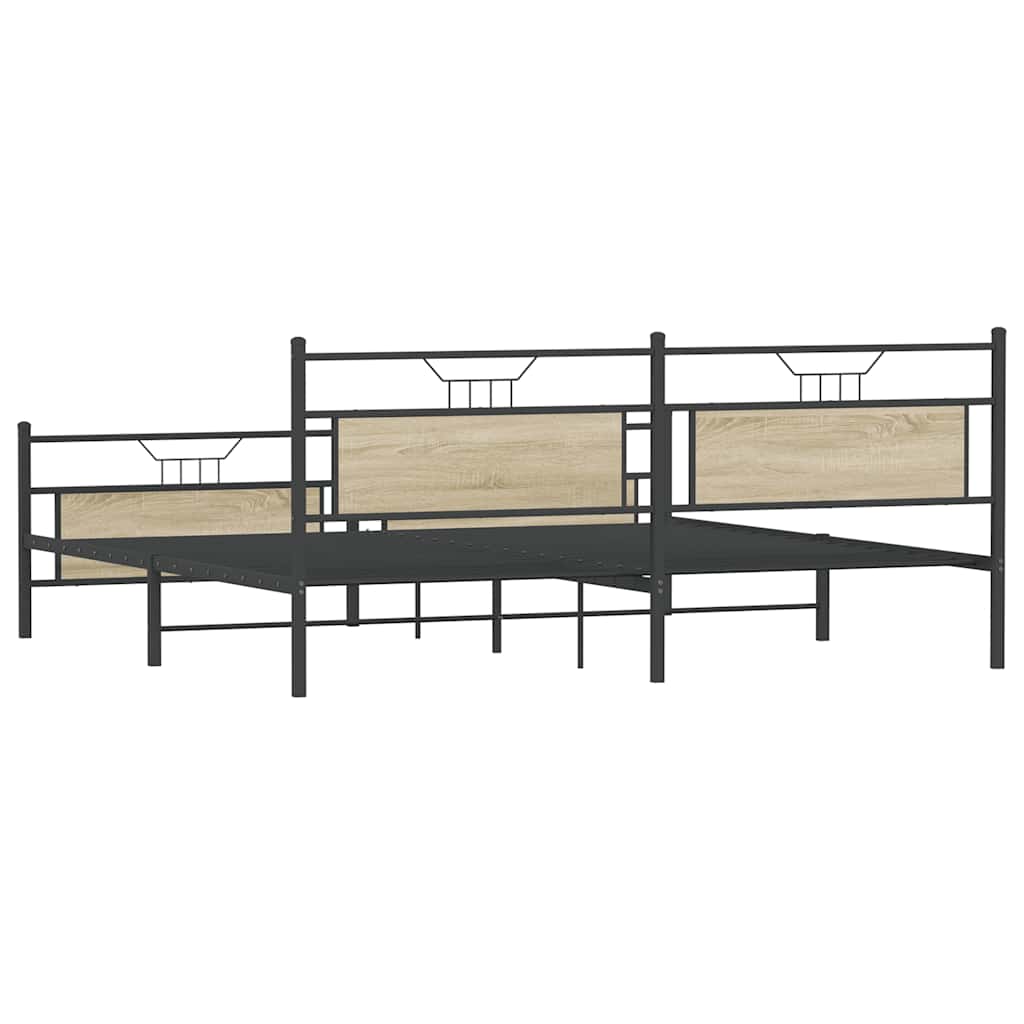 Bedframe zonder matras metaal sonoma eikenkleur 200x200 cm is nu te koop bij PeponiXL, paradijselijk wonen!