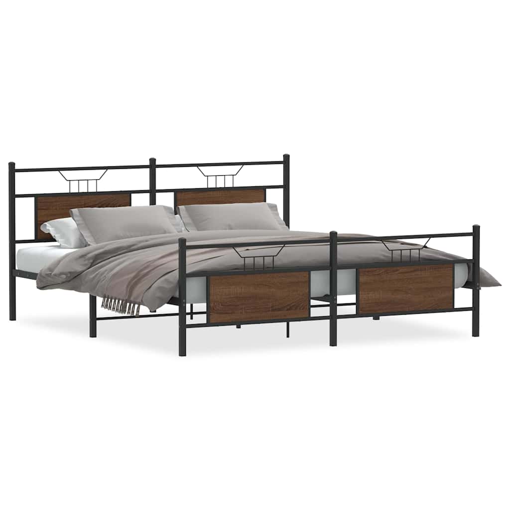 Bedframe zonder matras metaal bruin eikenkleurig 160x200 cm is nu te koop bij PeponiXL, paradijselijk wonen!