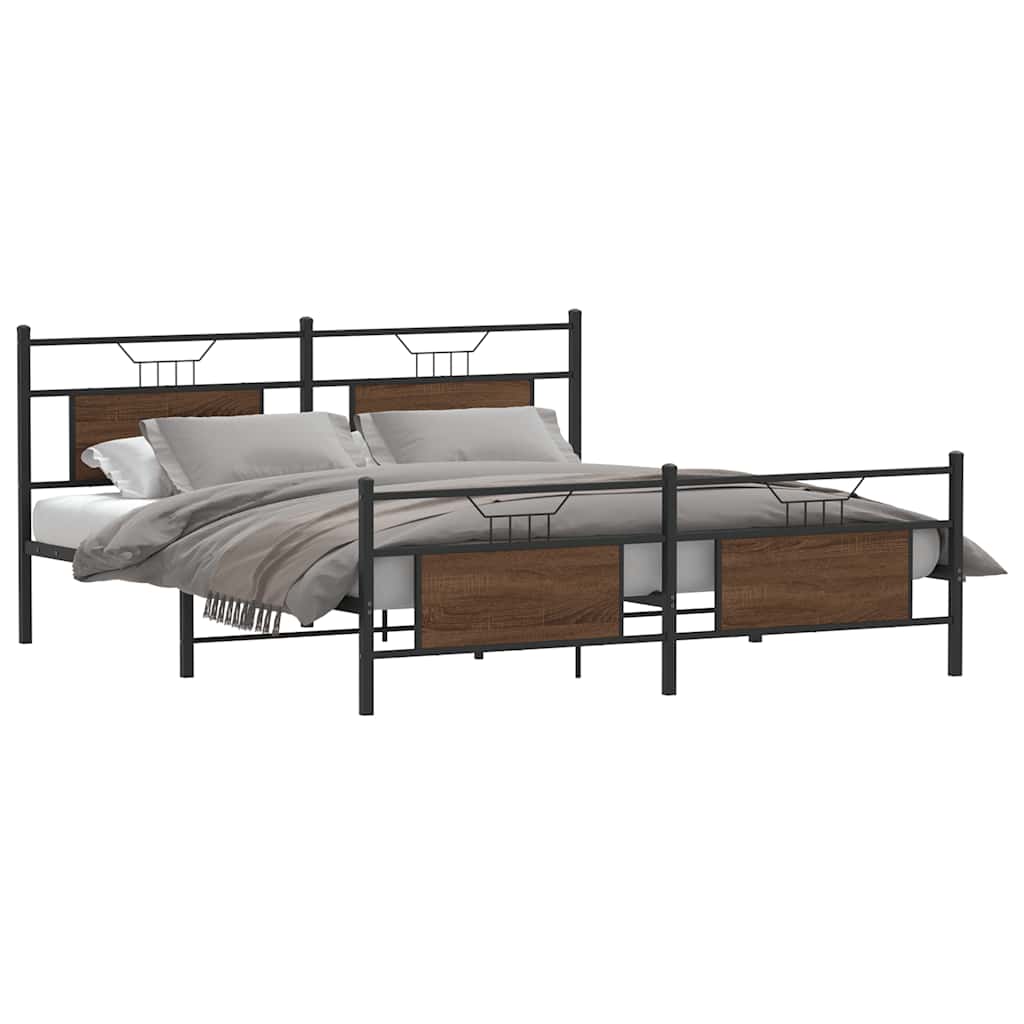 Bedframe zonder matras metaal bruin eikenkleurig 160x200 cm is nu te koop bij PeponiXL, paradijselijk wonen!