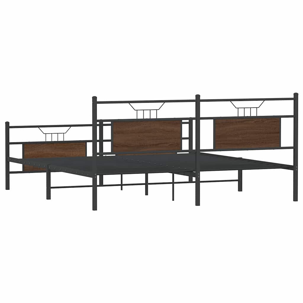 Bedframe zonder matras metaal bruin eikenkleurig 160x200 cm is nu te koop bij PeponiXL, paradijselijk wonen!