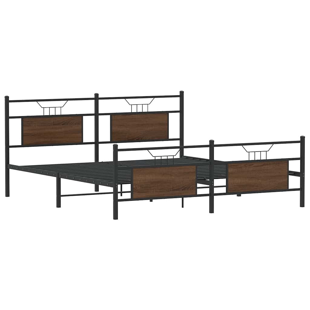 Bedframe zonder matras metaal bruin eikenkleur 180x200 cm is nu te koop bij PeponiXL, paradijselijk wonen!