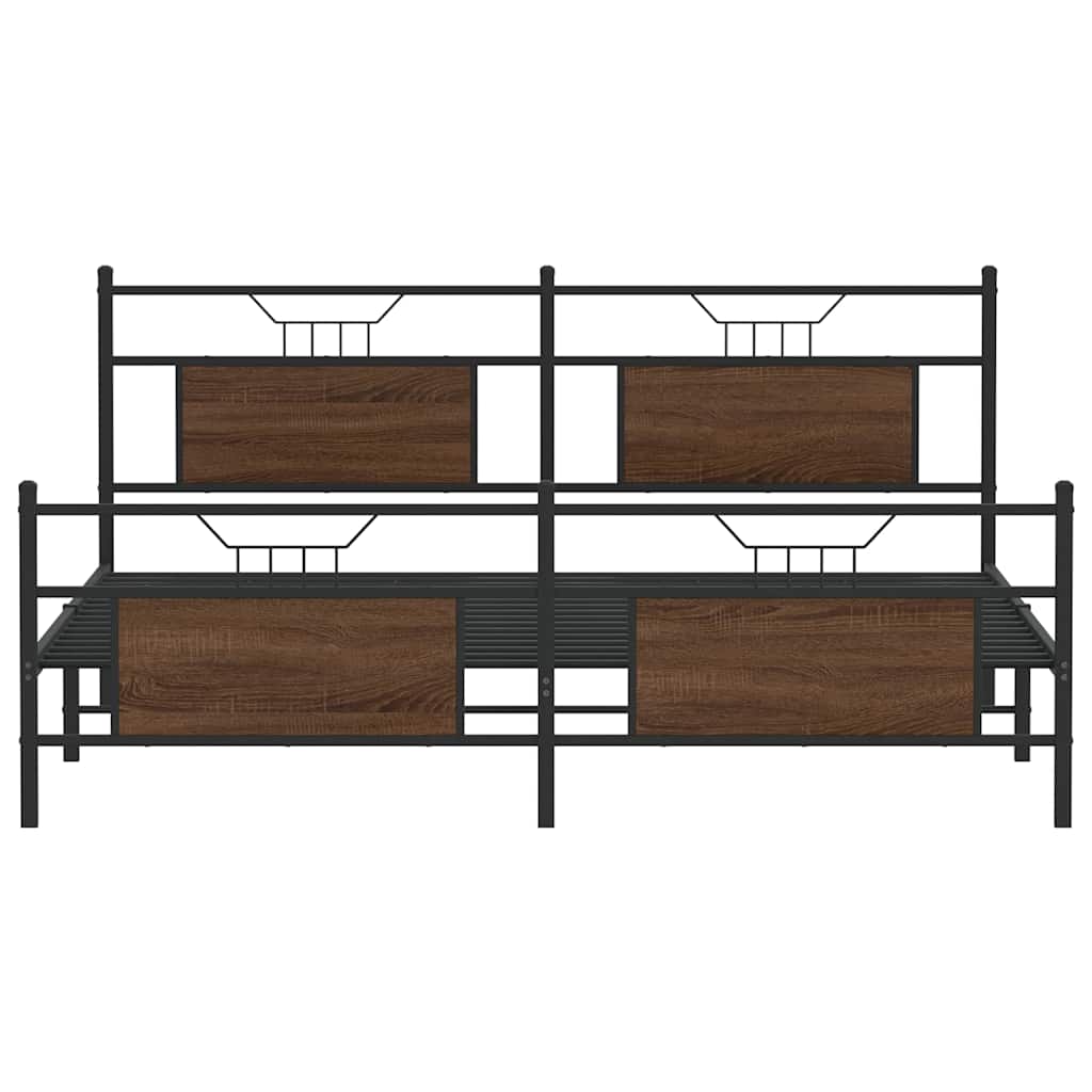 Bedframe zonder matras metaal bruin eikenkleur 180x200 cm is nu te koop bij PeponiXL, paradijselijk wonen!