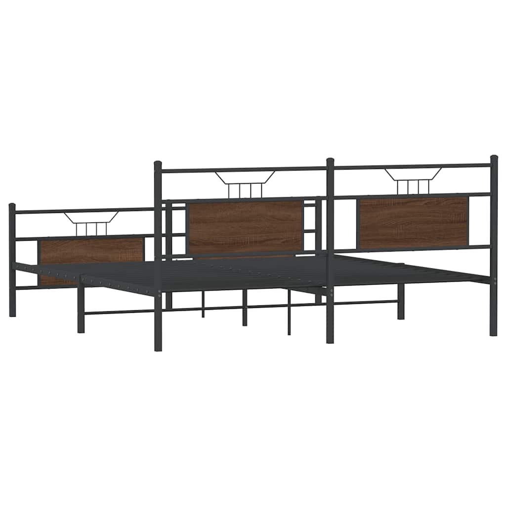 Bedframe zonder matras metaal bruin eikenkleur 180x200 cm is nu te koop bij PeponiXL, paradijselijk wonen!