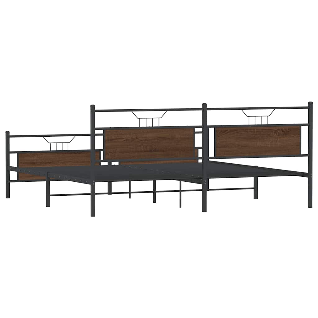Bedframe zonder matras metaal bruin eikenkleurig 200x200 cm is nu te koop bij PeponiXL, paradijselijk wonen!