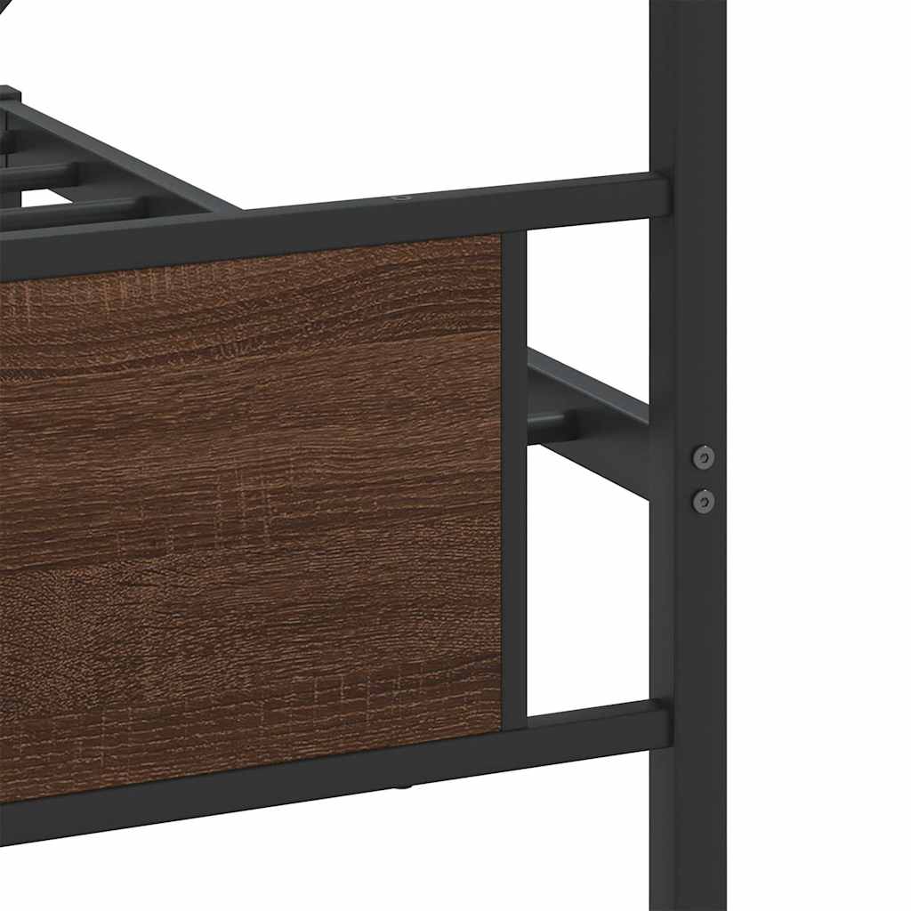 Bedframe zonder matras metaal bruin eikenkleurig 200x200 cm is nu te koop bij PeponiXL, paradijselijk wonen!