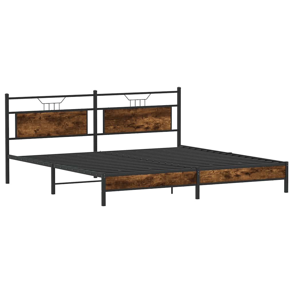Bedframe zonder matras metaal gerookt eikenkleurig 193x201 cm is nu te koop bij PeponiXL, paradijselijk wonen!
