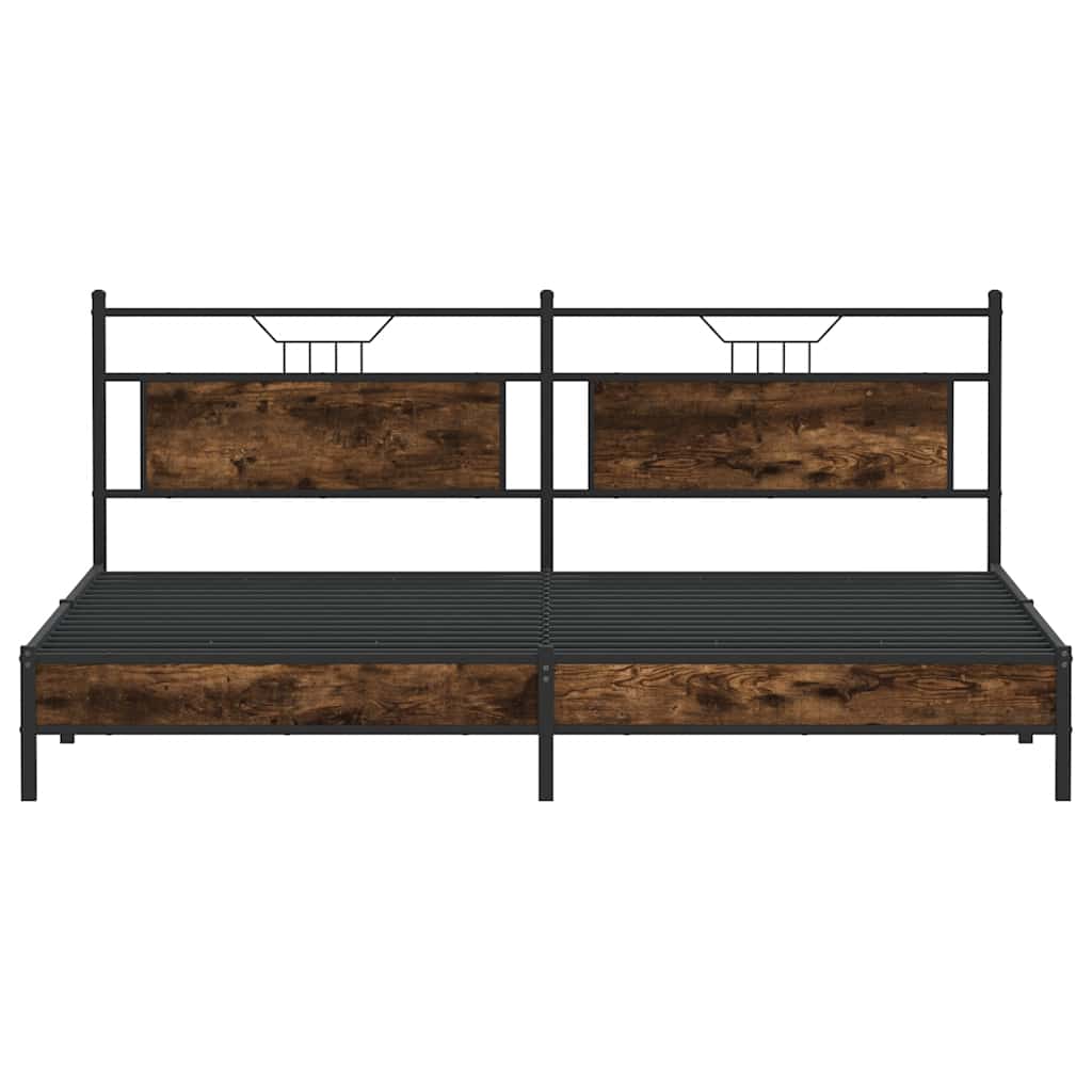 Bedframe zonder matras metaal gerookt eikenkleurig 193x201 cm is nu te koop bij PeponiXL, paradijselijk wonen!