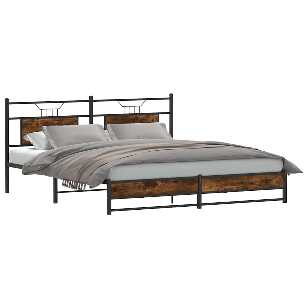Bedframe zonder matras metaal gerookt eikenkleurig 180x200 cm is nu te koop bij PeponiXL, paradijselijk wonen!