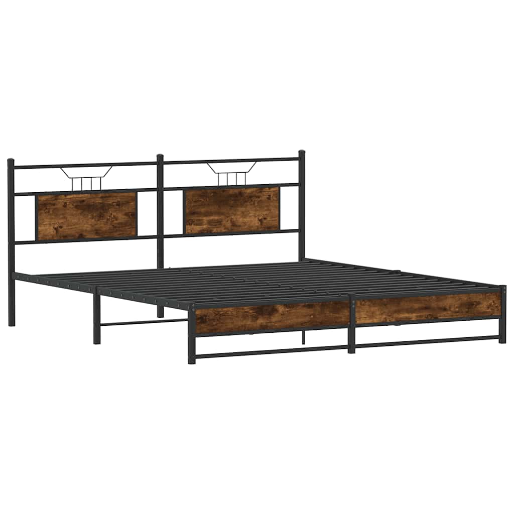 Bedframe zonder matras metaal gerookt eikenkleurig 180x200 cm is nu te koop bij PeponiXL, paradijselijk wonen!
