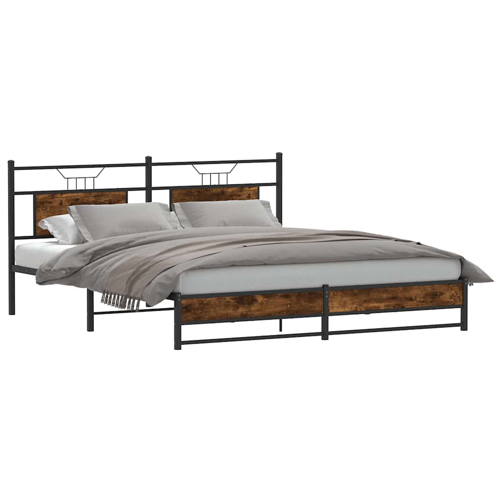 Bedframe zonder matras metaal gerookt eikenkleurig 183x213 cm is nu te koop bij PeponiXL, paradijselijk wonen!