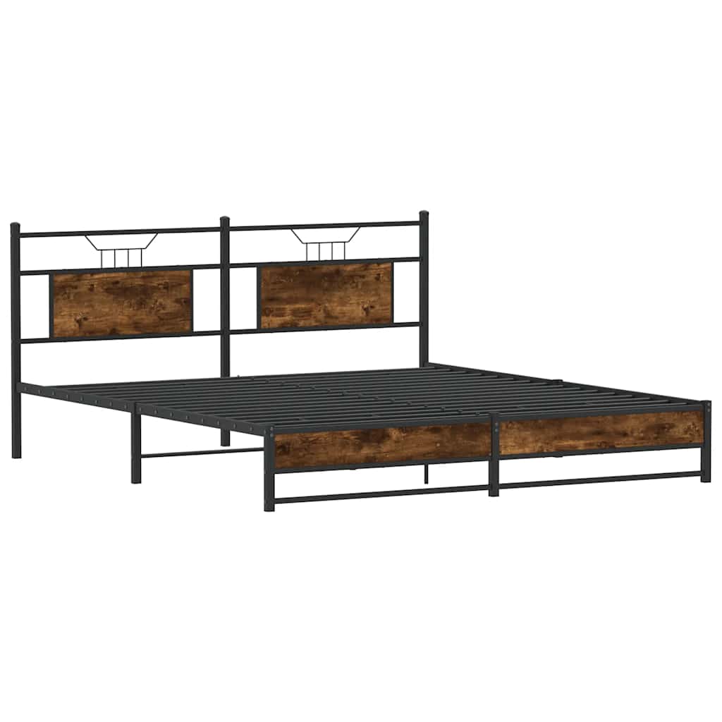 Bedframe zonder matras metaal gerookt eikenkleurig 183x213 cm is nu te koop bij PeponiXL, paradijselijk wonen!