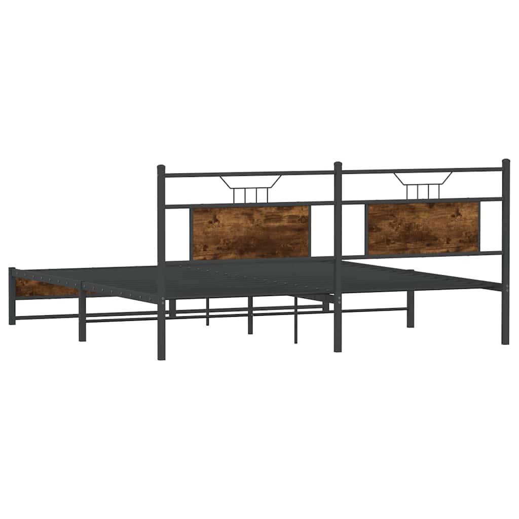 Bedframe zonder matras metaal gerookt eikenkleurig 183x213 cm is nu te koop bij PeponiXL, paradijselijk wonen!